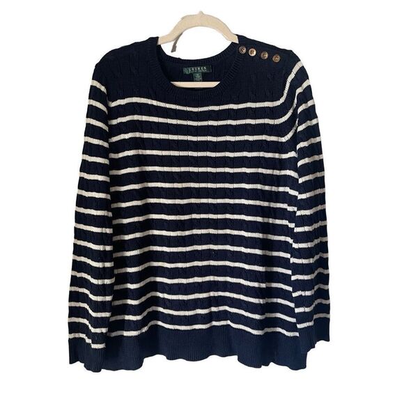 Ralph Lauren Preppy Stripe‎ Sailor Sweater Gold Buttons - Picture 1 of 6